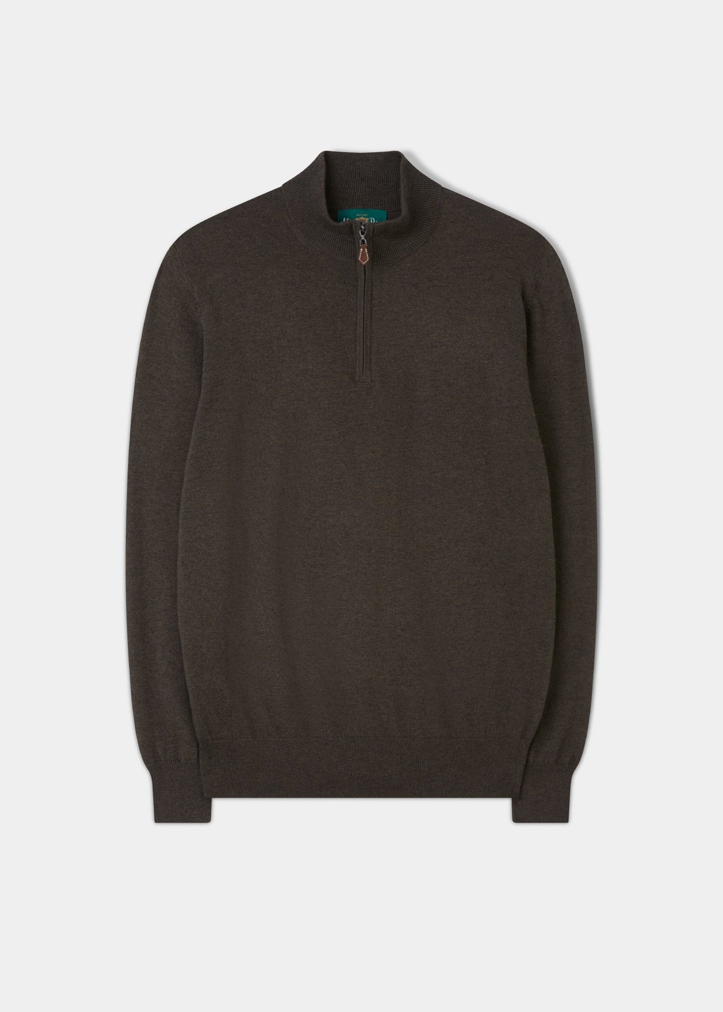 Ashfield 1/4 Zip Cotton Merino Jumper In Seaweed