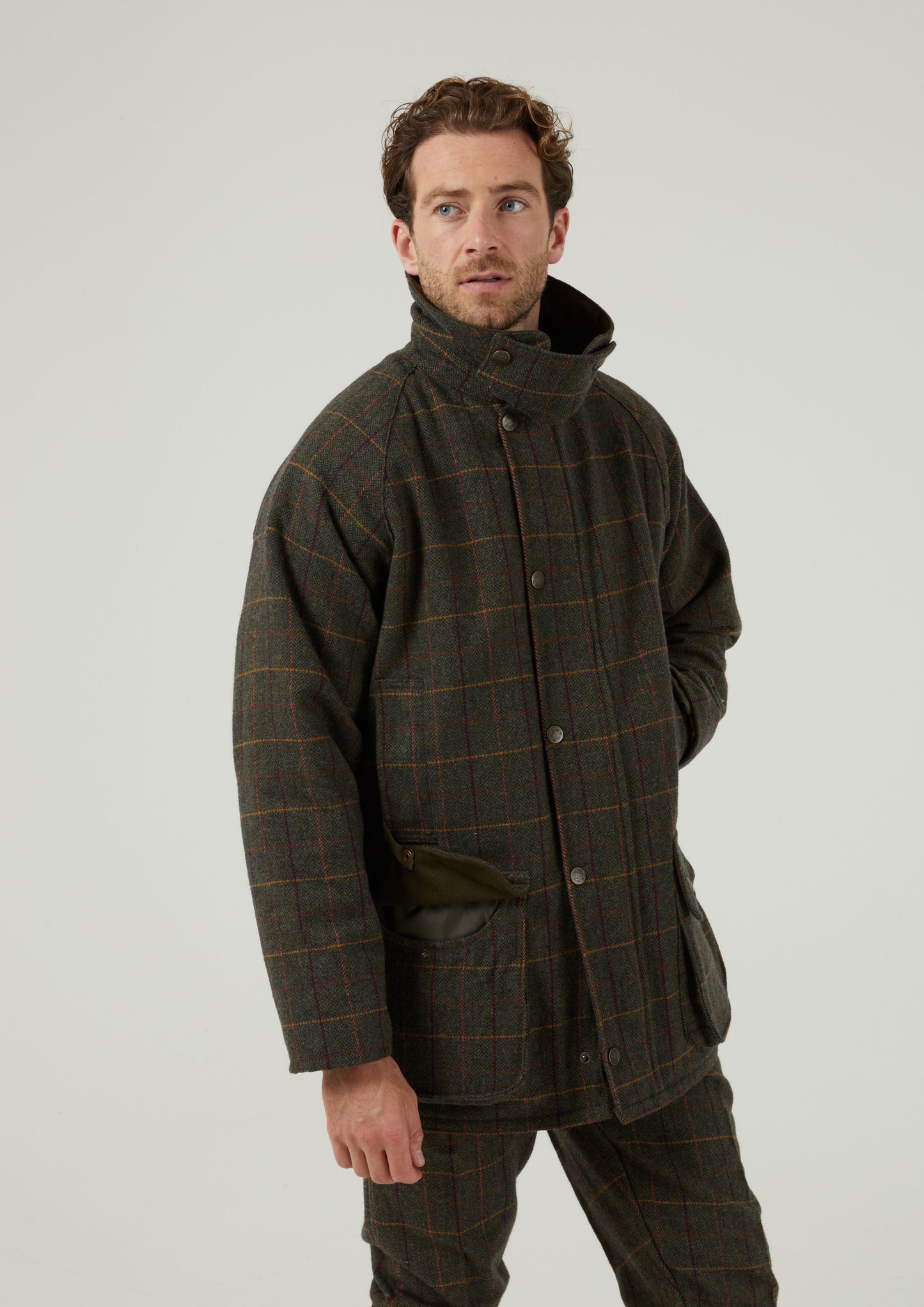 Rutland Men's Tweed Waterproof Shooting Coat In Fern