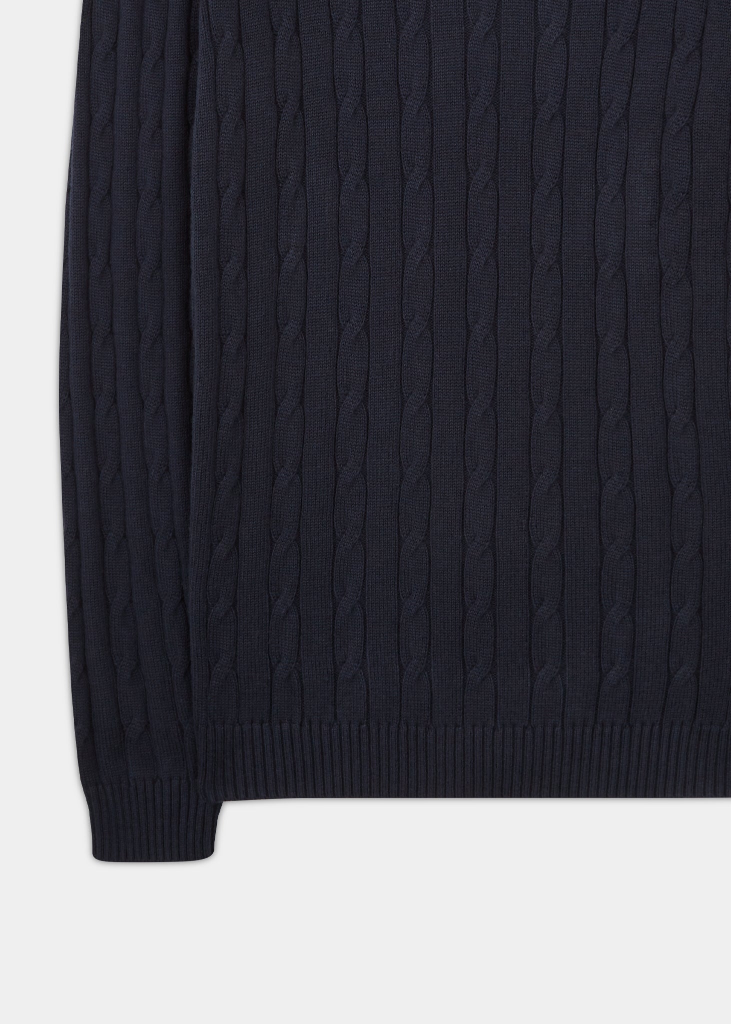 Men's cotton cashmere cable knit jumper in dark navy