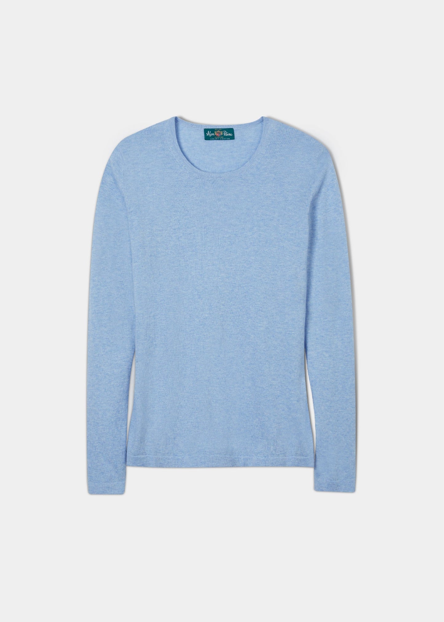 Alan Paine ladies cotton cashmere jumper in colourway sand with a crew neck