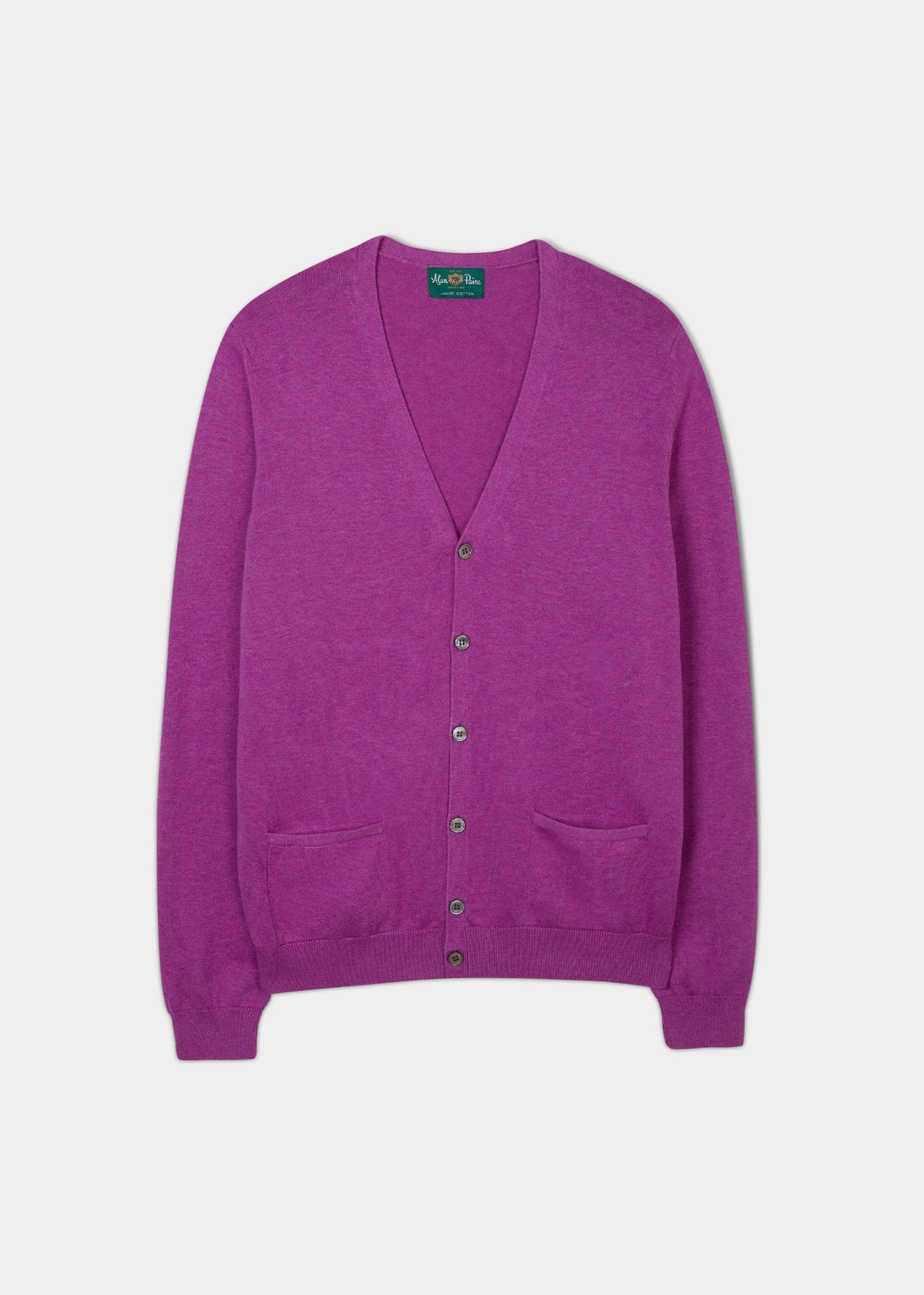 Alan Paine cotton cashmere cardigan in orchid