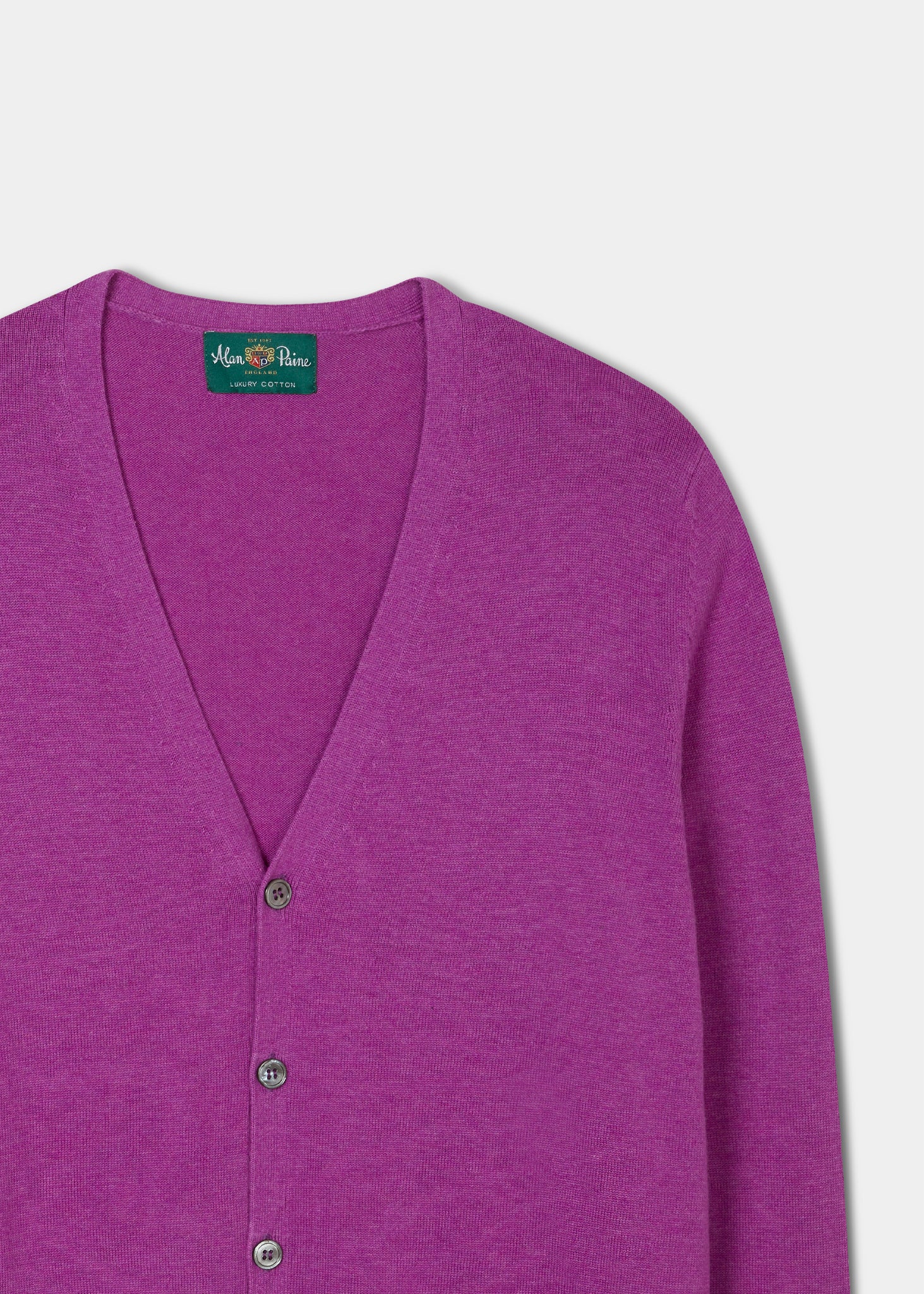 Alan Paine cotton cashmere cardigan in orchid
