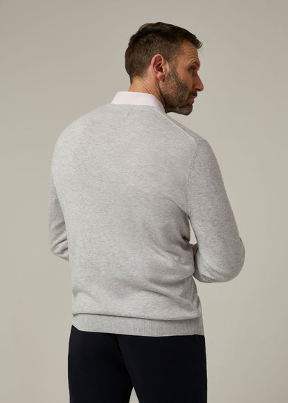 Alan Paine cotton cashmere v-neck jumper in dove