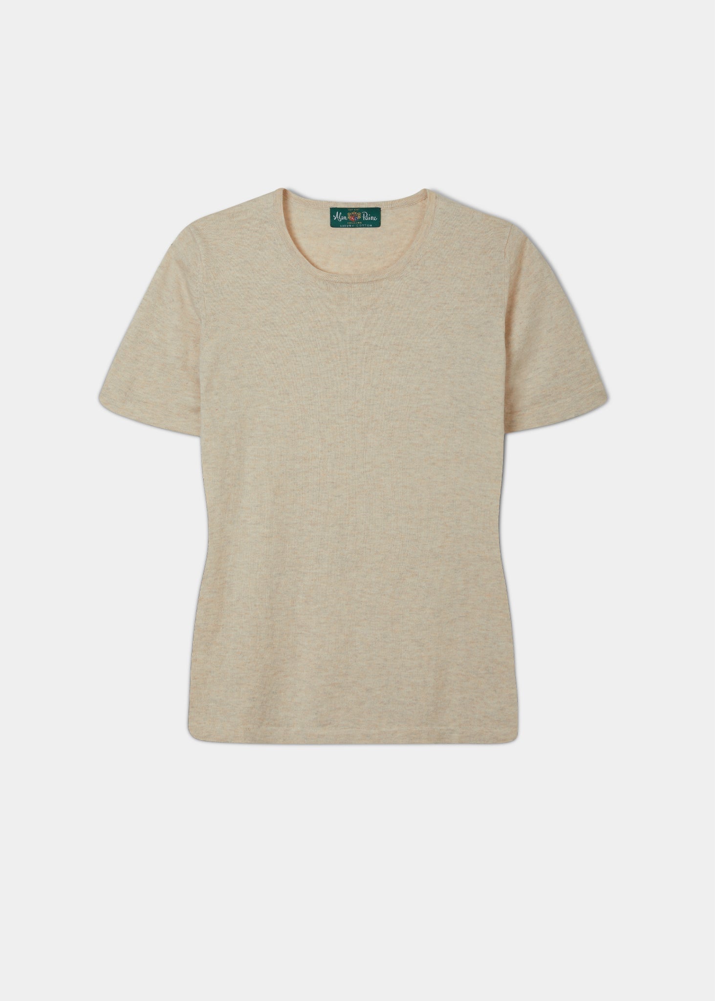 Ladies cotton cashmere short sleeved t-shirt in colourway carnation