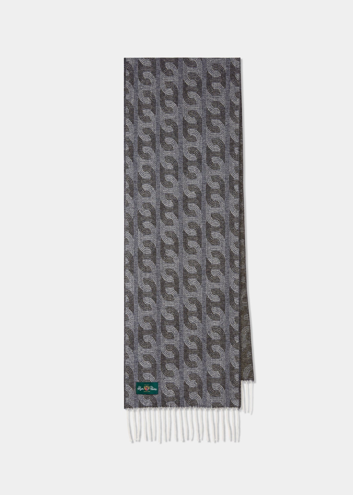 Wolvey Patterned Cashmere Scarf In Olive