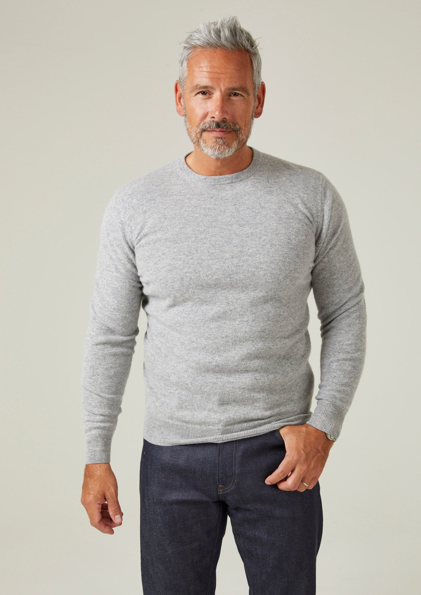 Brisbane Geelong Wool Jumper in Silver - Regular Fit