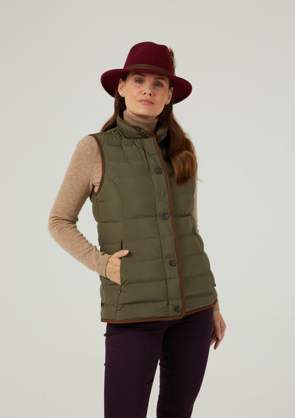 Calsall Ladies Quilted Gilet In Olive