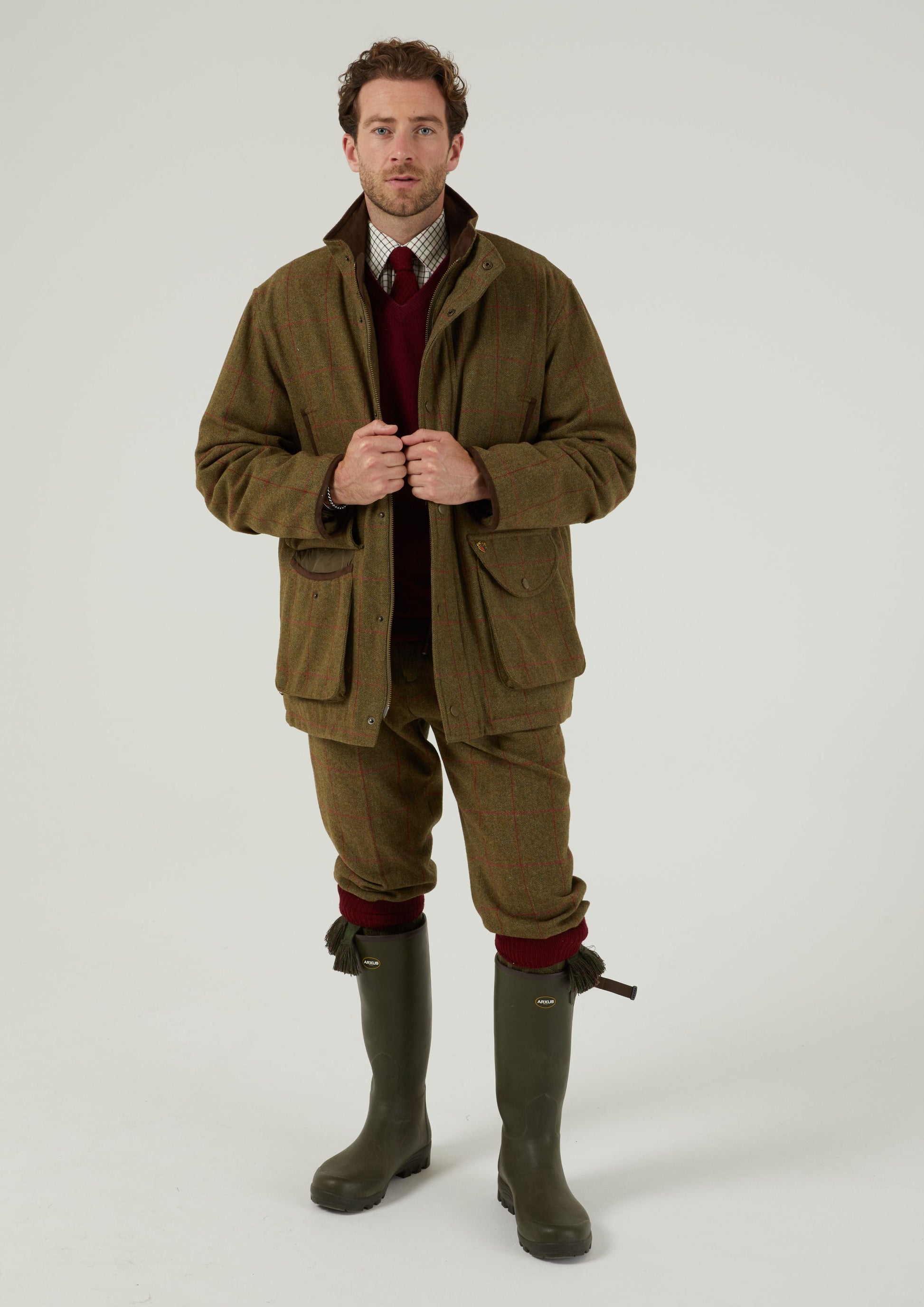 Combrook Men's Tweed Shooting Field Coat In Sage