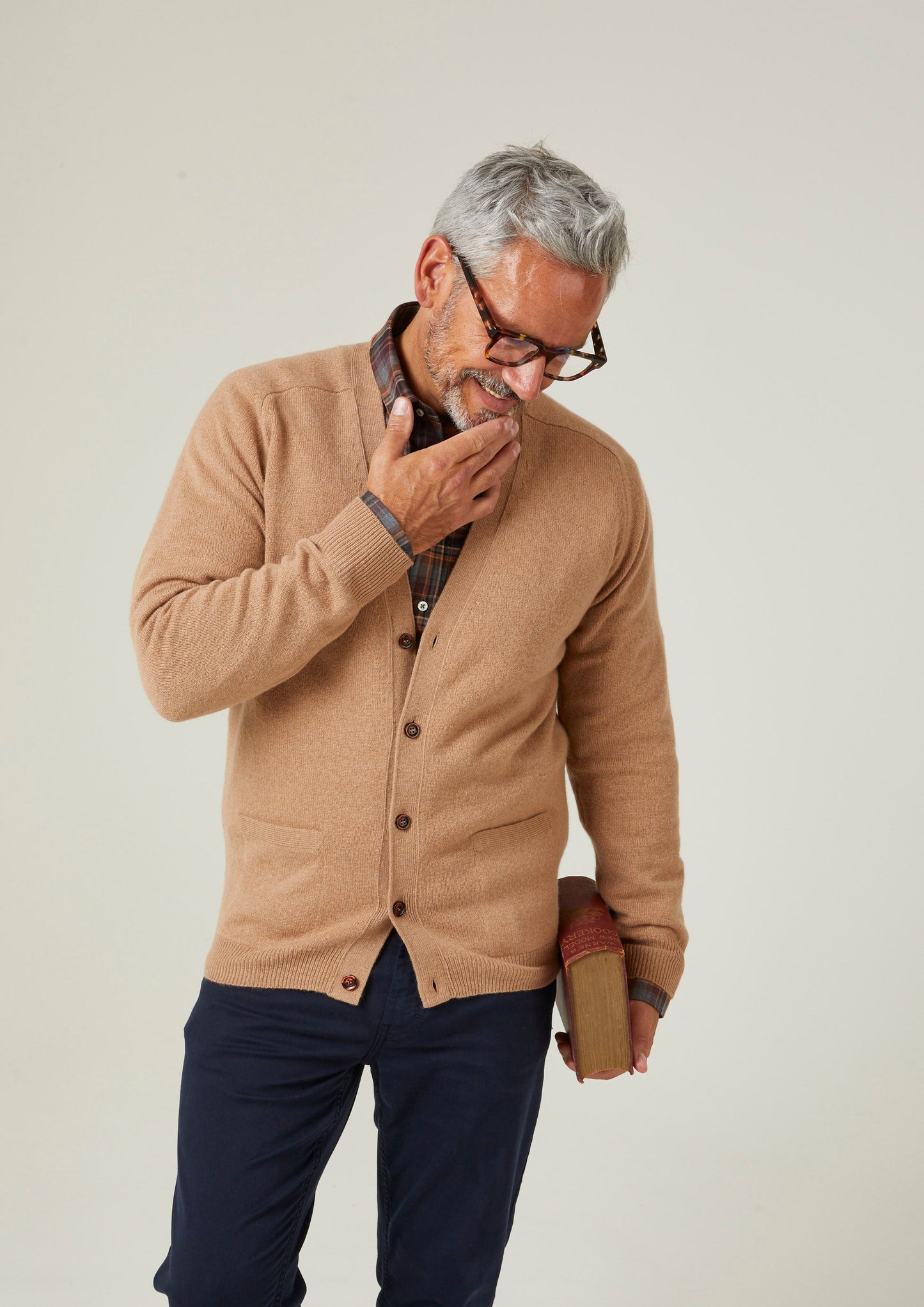 Cornwall Lambswool Cardigan in Camel - Classic Fit