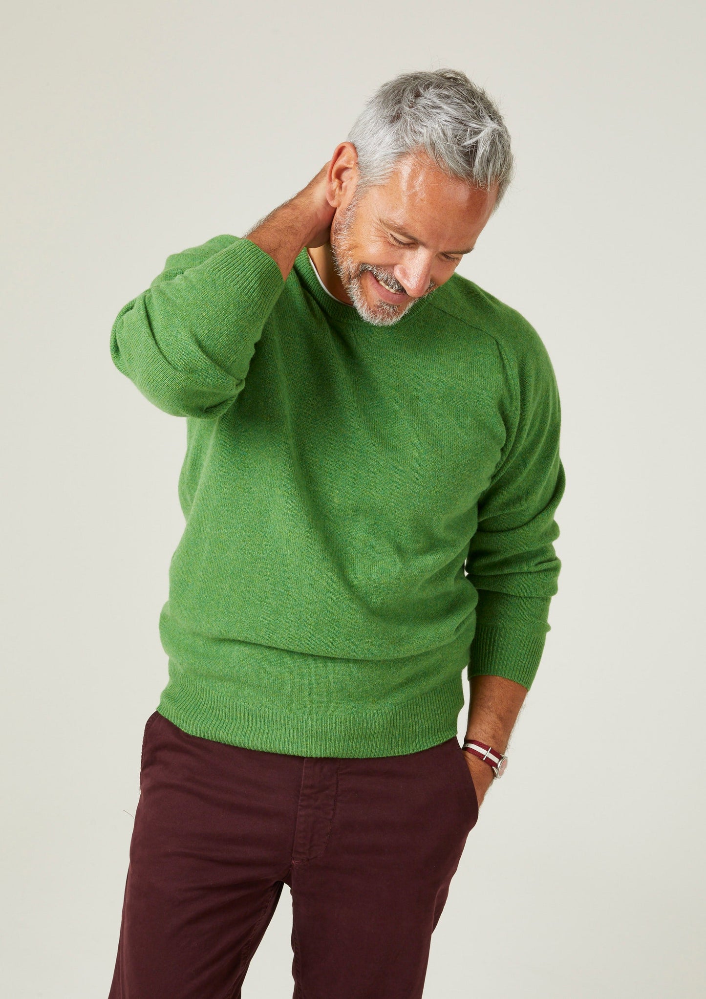 Dorset Men's Lambswool Jumper in Watercress- Classic Fit