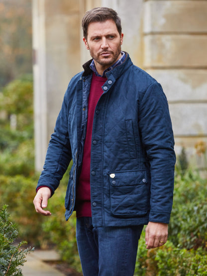 Felwell Men's Quilted Jacket In Dark Navy - Regular Fit