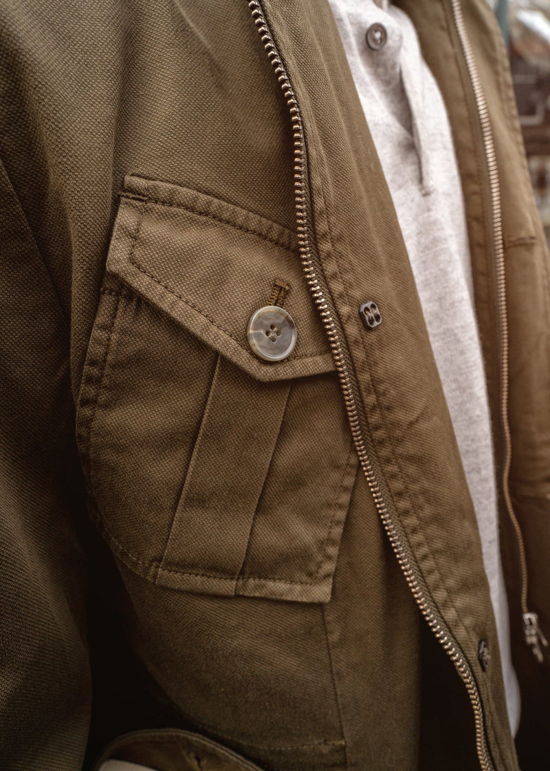 Casual men's jacket in olive green.