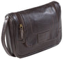 Men's Leather Wash Bag In Brown