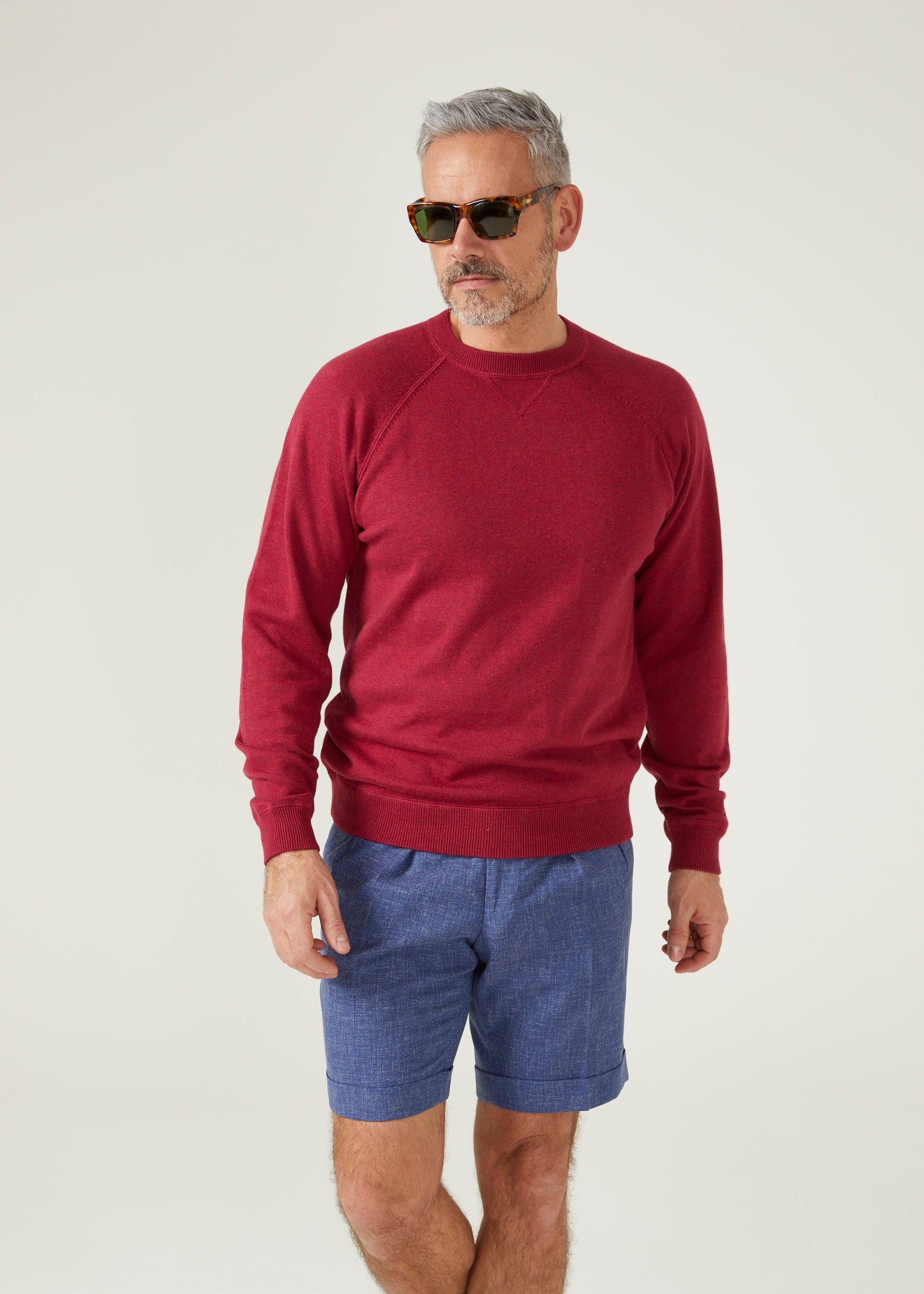 men's cotton cashmere sweatshirt in claret red