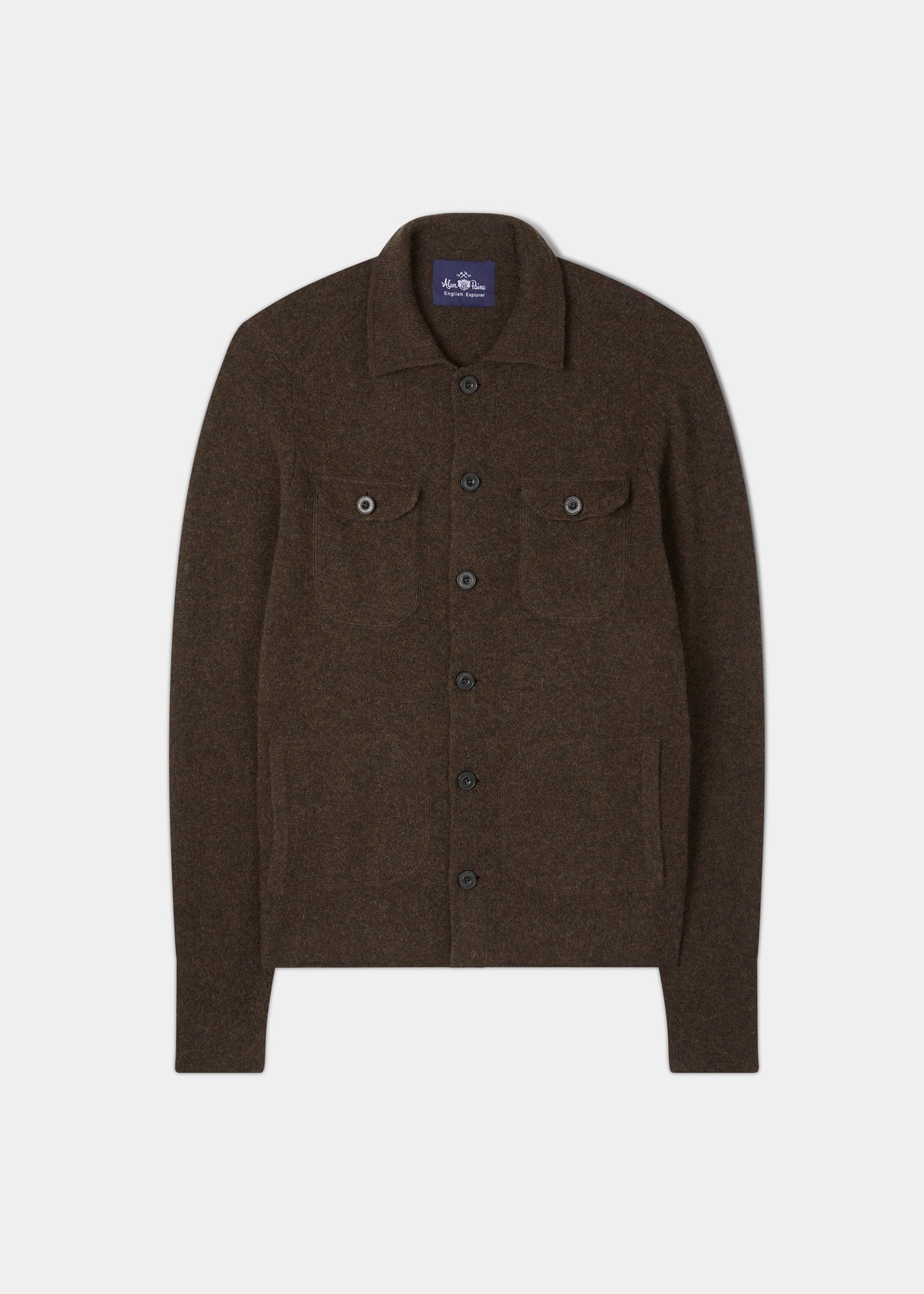 Ferndale Men's Knitted Lambswool Shirt In Cocoa