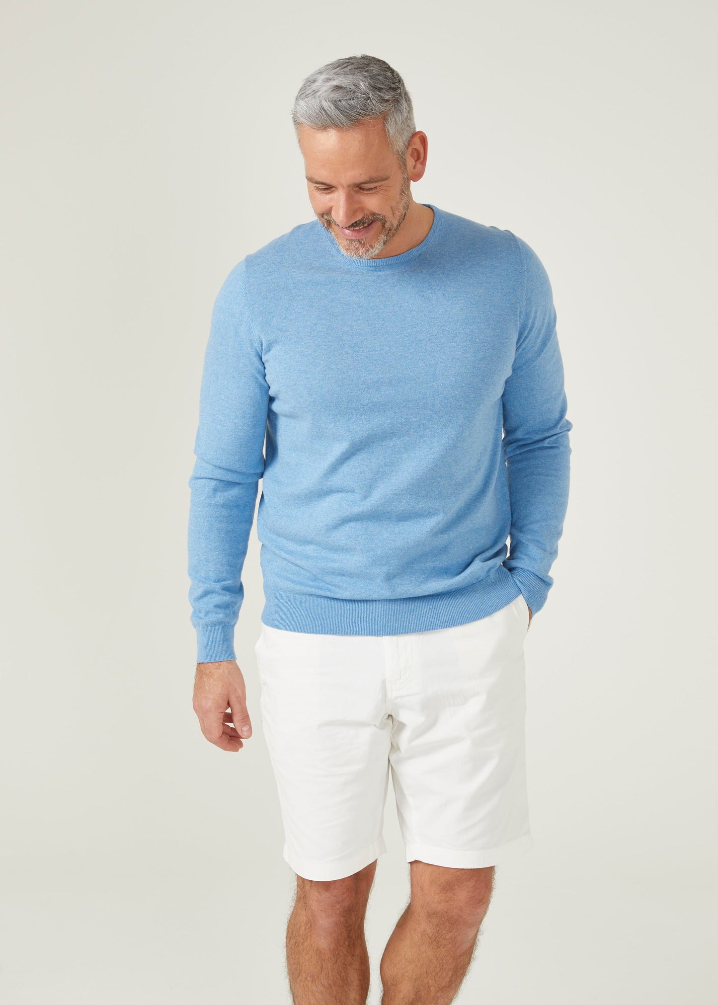 men's luxury cotton jumper in Carolina blue