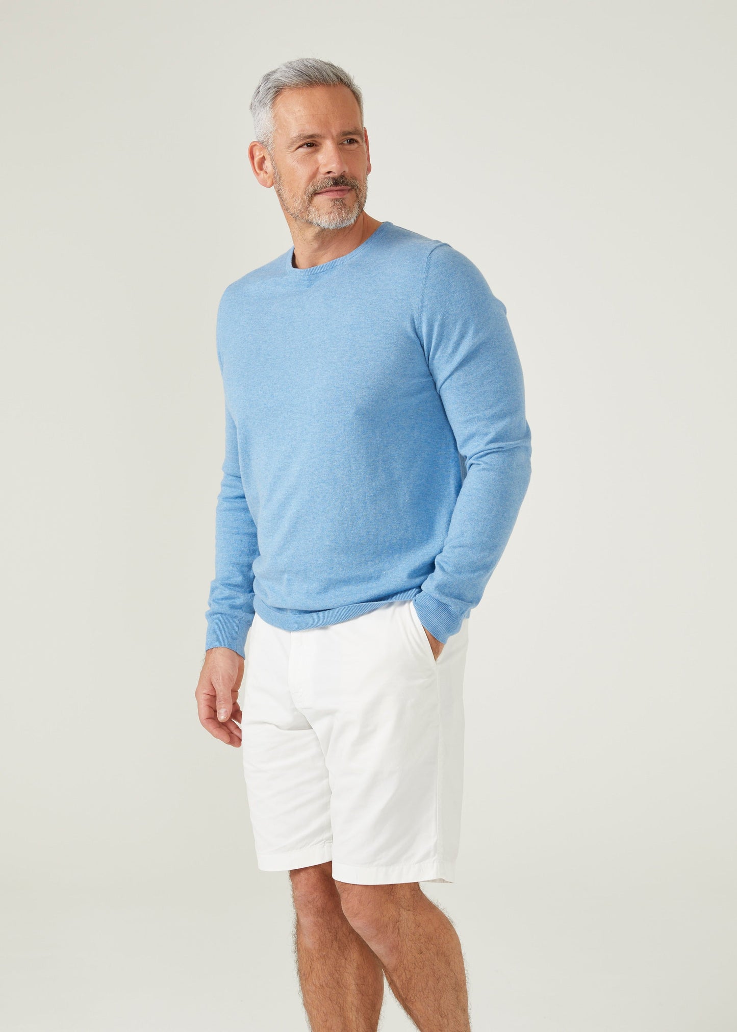 men's luxury cotton jumper in Carolina blue