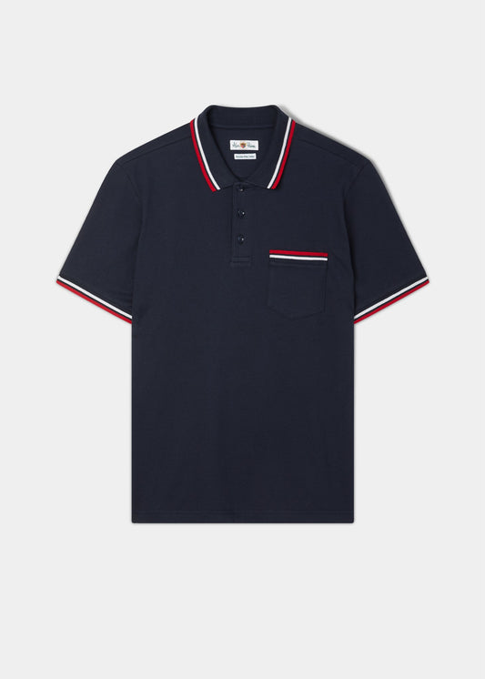 Shoreham Polo Shirt with Tipped Trim In Navy