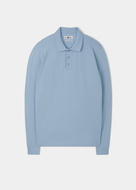 Reed Long Sleeve Polo In Light Blue.