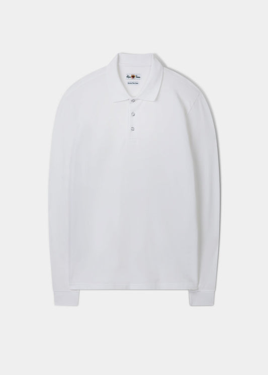 Reed Long Sleeve Polo In White