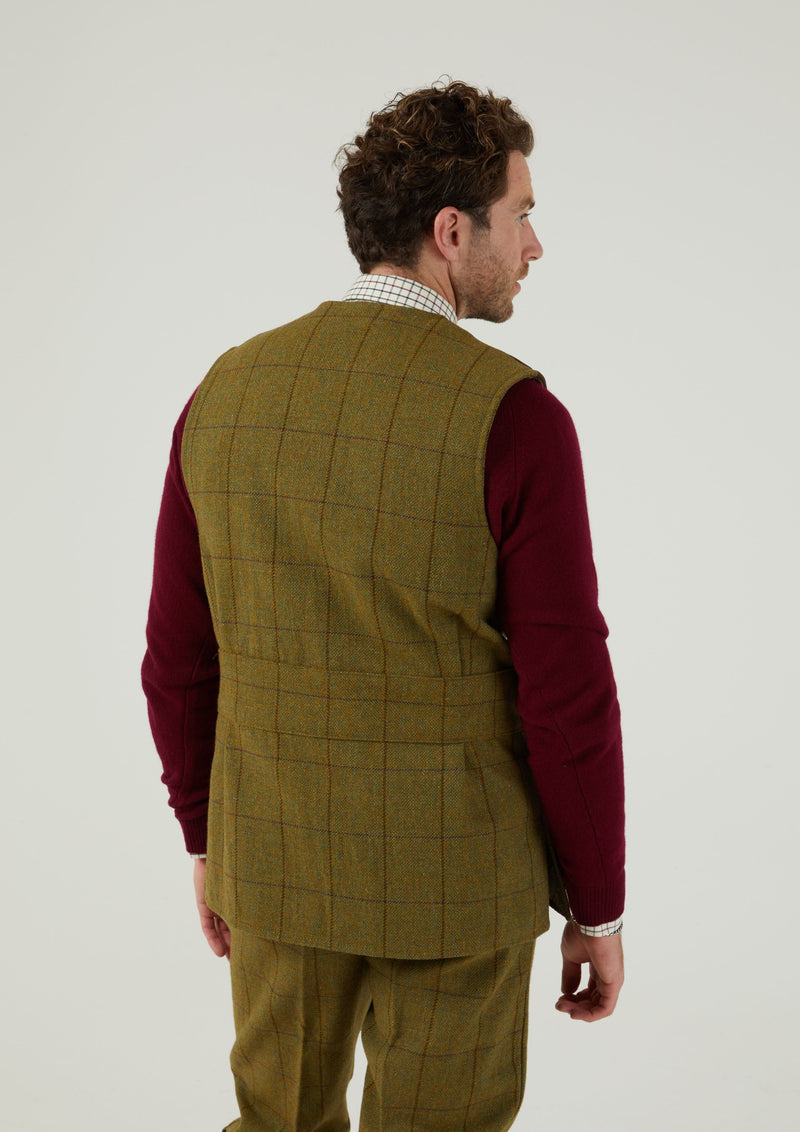 Rutland Men's Tweed Shooting Waistcoat In Lichen 